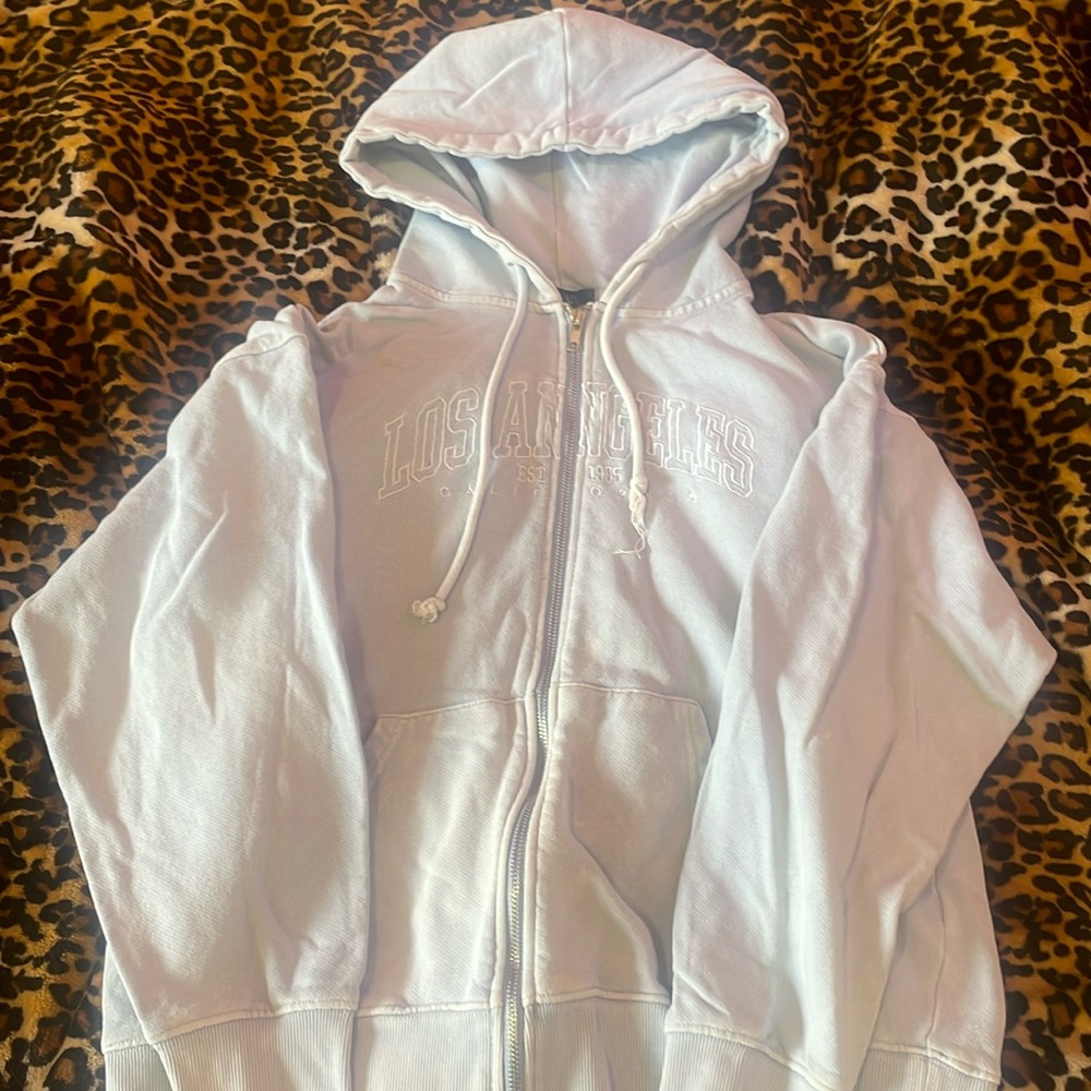 Blue and white Los Angeles zip up hoodie